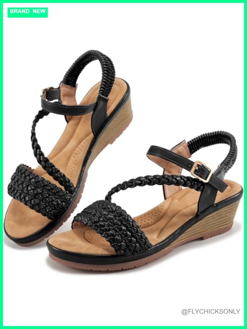 Wedge Sandals Women Dressy Strappy Faux Leather Platform Summer Walking